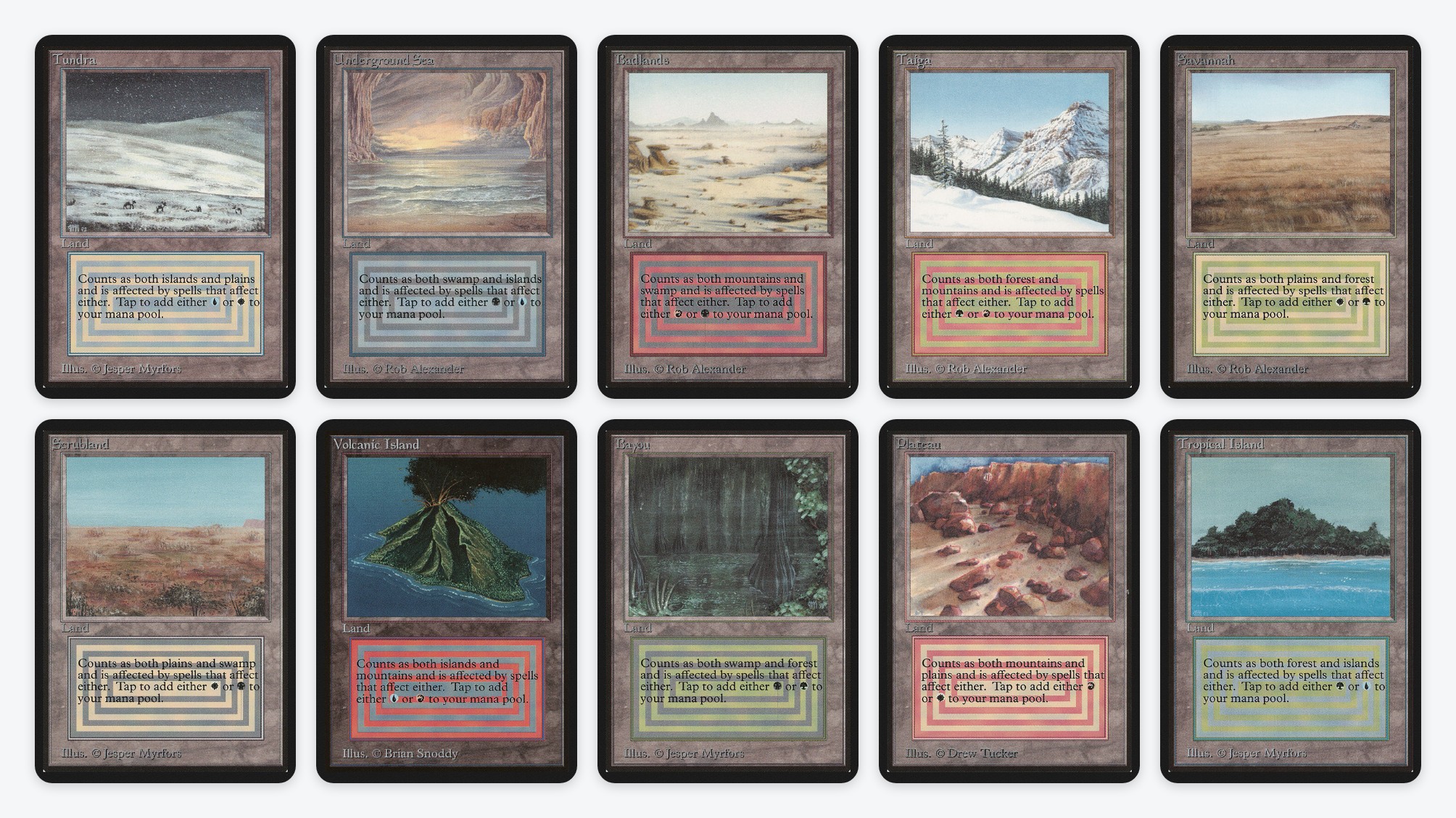 De ti originale dual lands fra de første Magic-settene