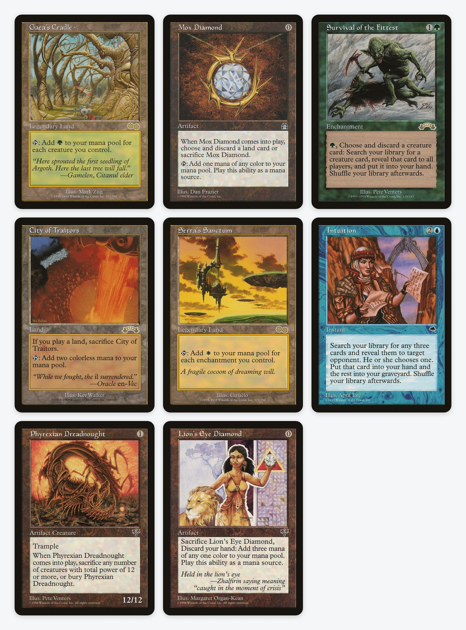 Verdifulle Magic-kort fra slutten av 90-tallet i originalutgave